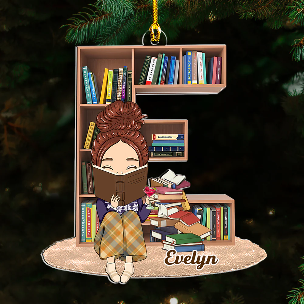 Book Lover Bookworm - Personalized Custom Acrylic Ornament - Image 2