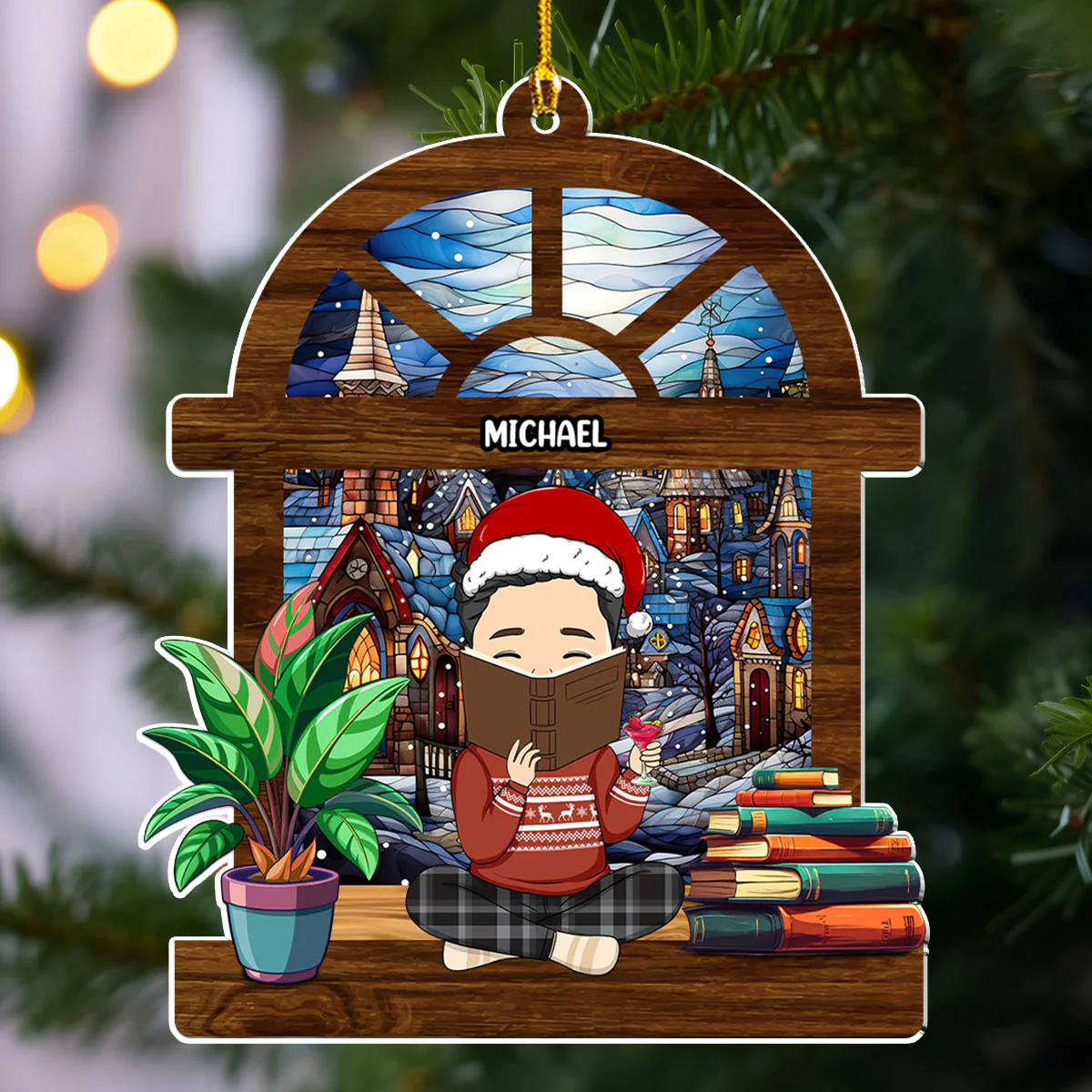 Book Lover - Personalized Custom Acrylic Ornament - Image 2