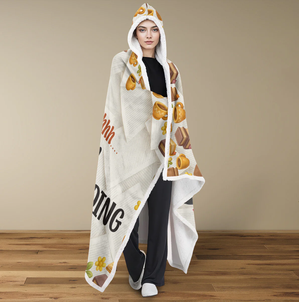 Book Lover Reading - Personalized Custom Hooded Blanket - Image 3
