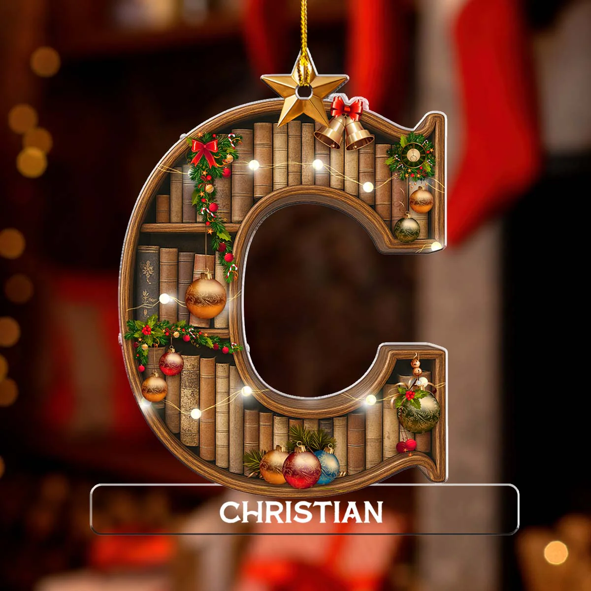 Bookaholic Christmas - Personalized Custom Acrylic Ornament - Image 2