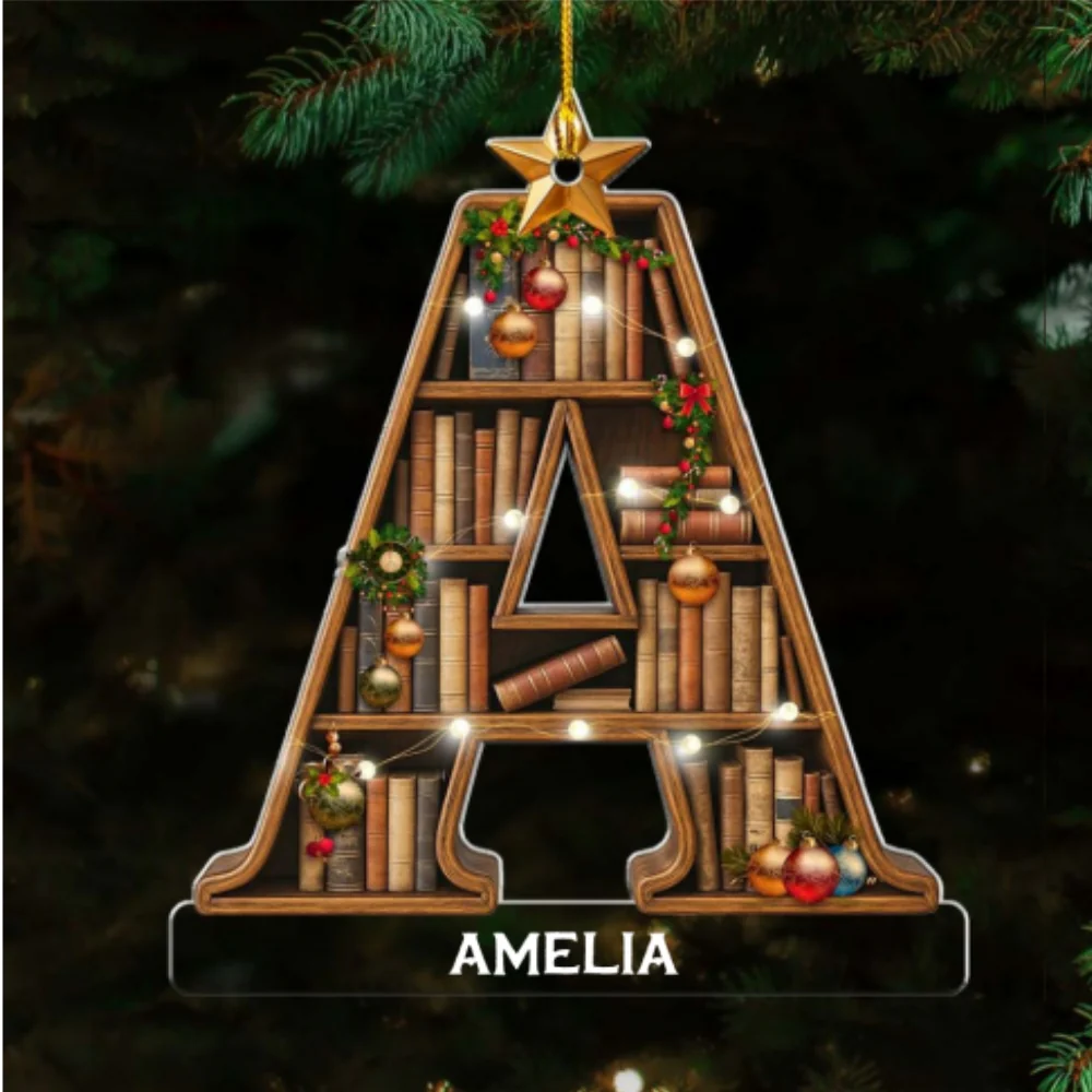 Bookaholic Christmas - Personalized Custom Acrylic Ornament - Image 6