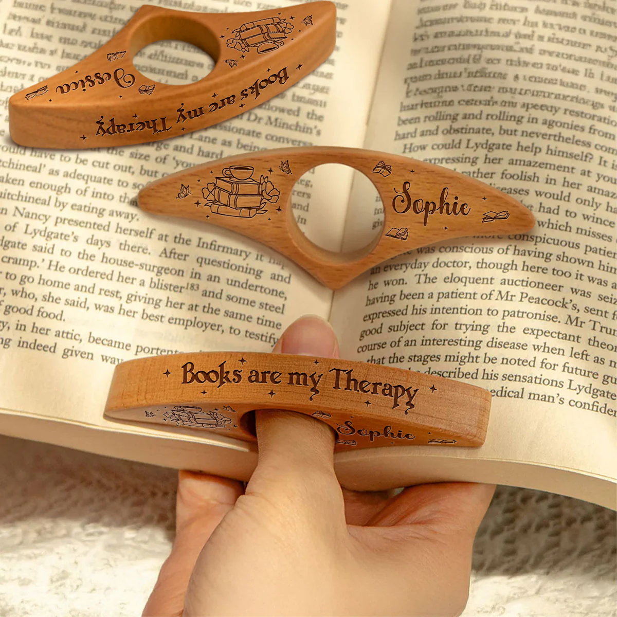 Books Are My Therapy - Personalized Custom Book Page Holder - Image 2