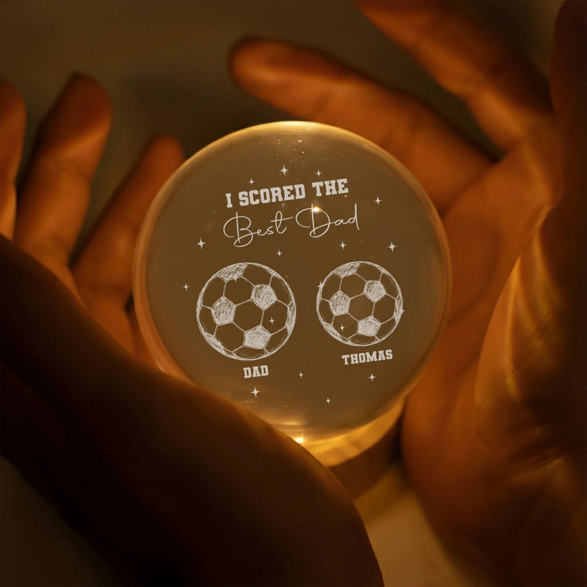 Born To Be The Best Dad - Personalized Custom Crystal Globe Lamp - Image 3