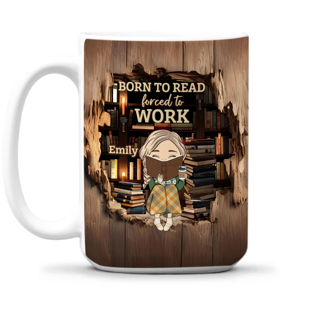 Born To Read - Personalized Custom Coffee Mug - Image 7