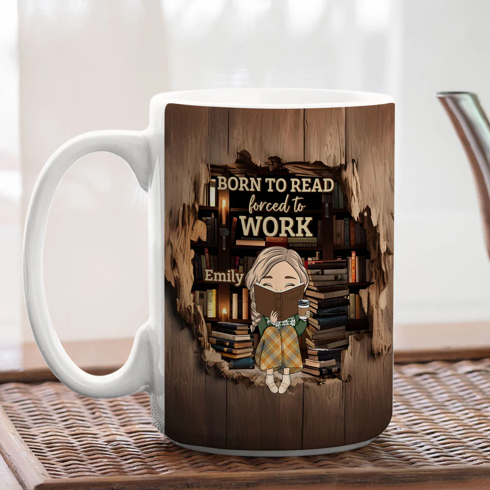 Born To Read - Personalized Custom Coffee Mug - Image 8