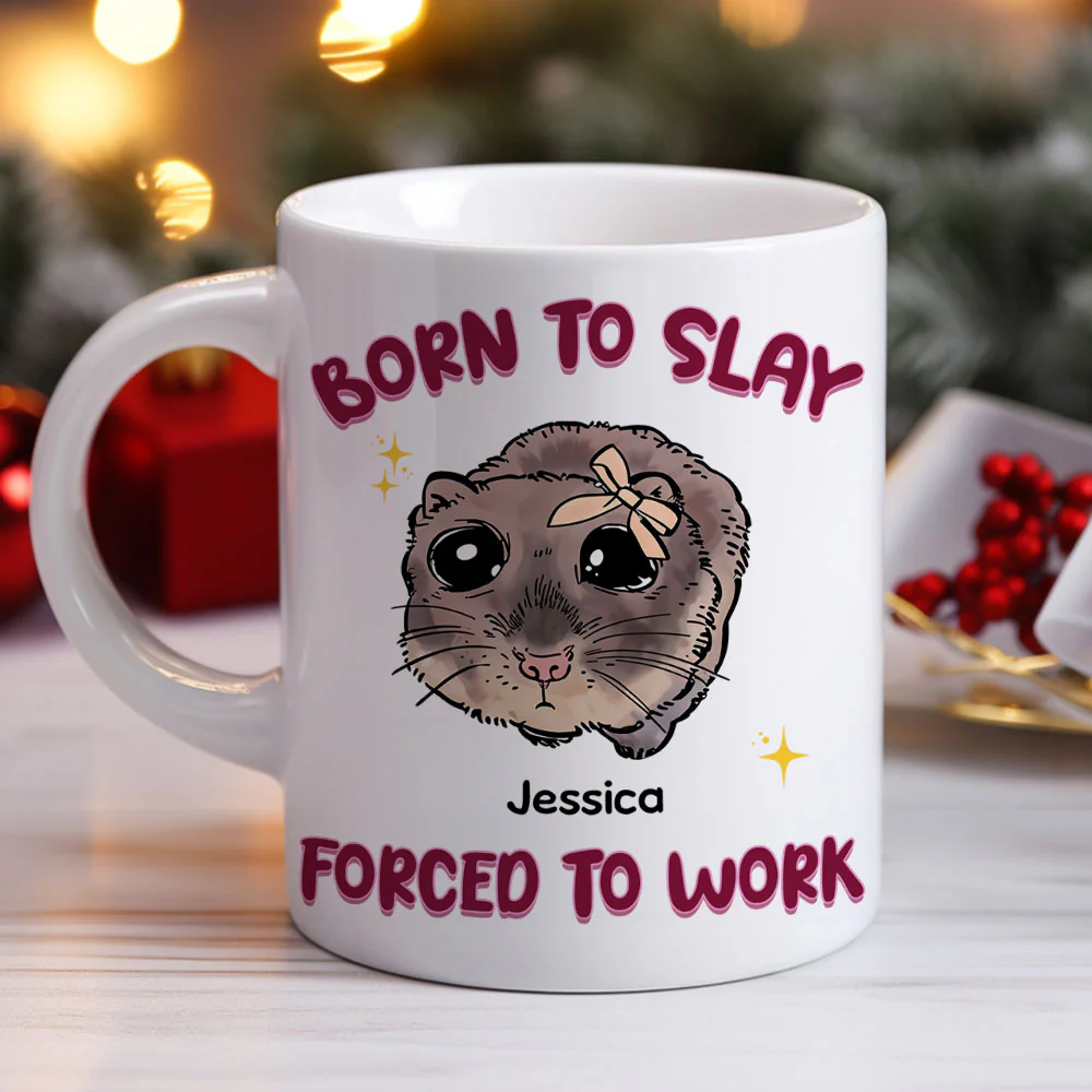 Born To Slay Force To Work - Personalized Custom Coffee Mug - Image 4