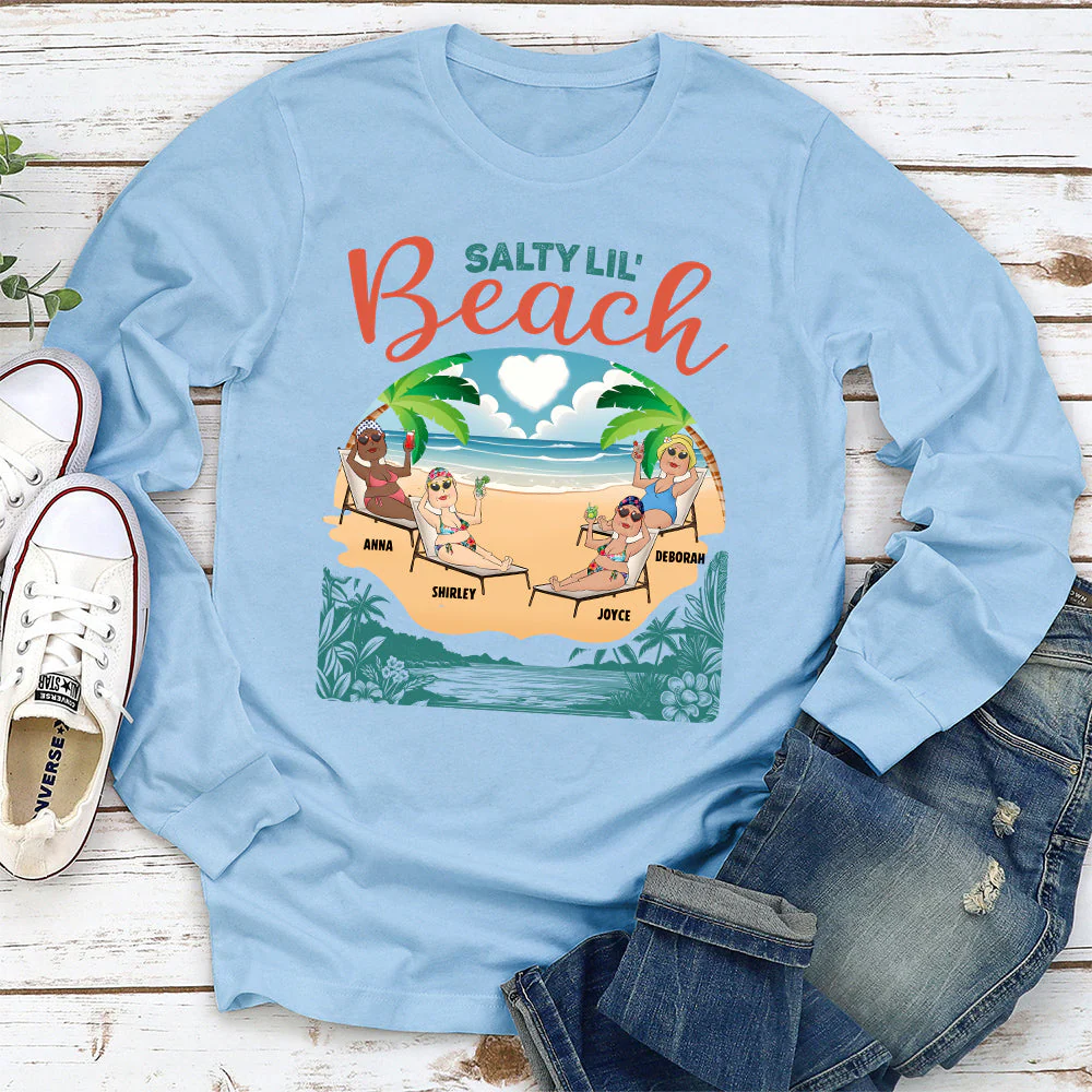 Born With The Beach In Their Souls - Personalized Custom Long Sleeve T-shirt - Image 4