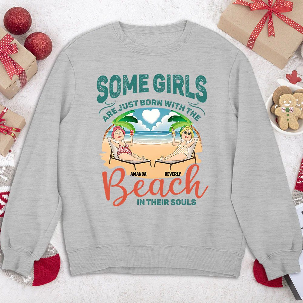 Born With The Beach In Their Souls - Personalized Custom Sweatshirt - Image 2