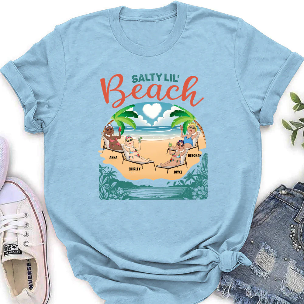 Born With The Beach In Their Souls - Personalized Custom Women's T-shirt - Image 4