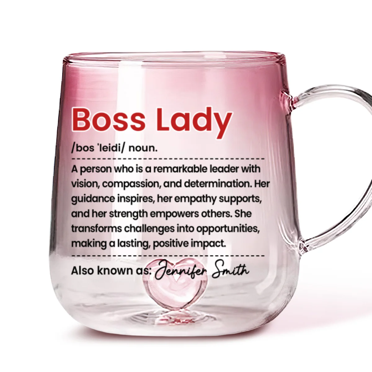 Boss Lady - Personalized Custom Pink Gradient Glass Mug - Image 5