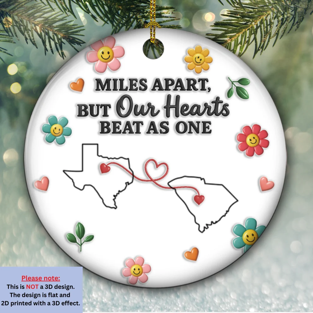 Bound By Heart Not Miles - Personalized Custom 3D Inflated Effect Ceramic Ornament - Image 4