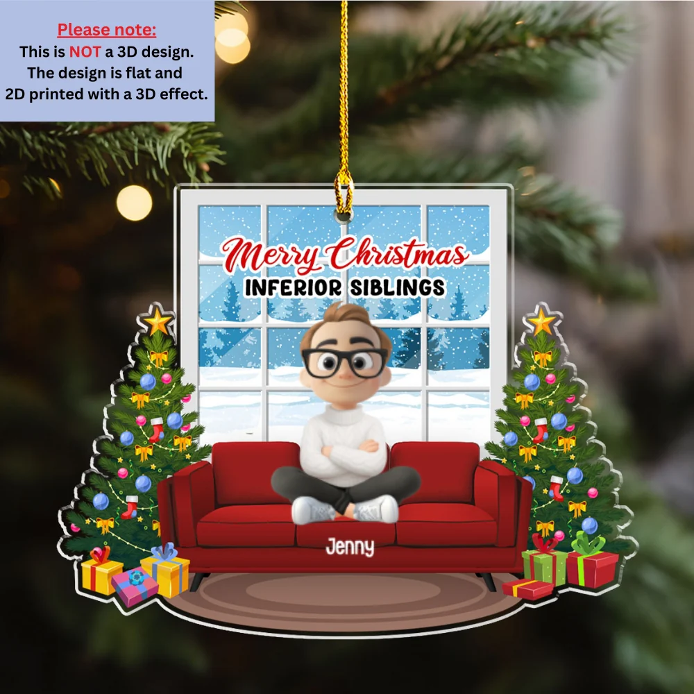 Bow To Your Superior Sibling - Personalized Custom Acrylic Ornament - Image 7