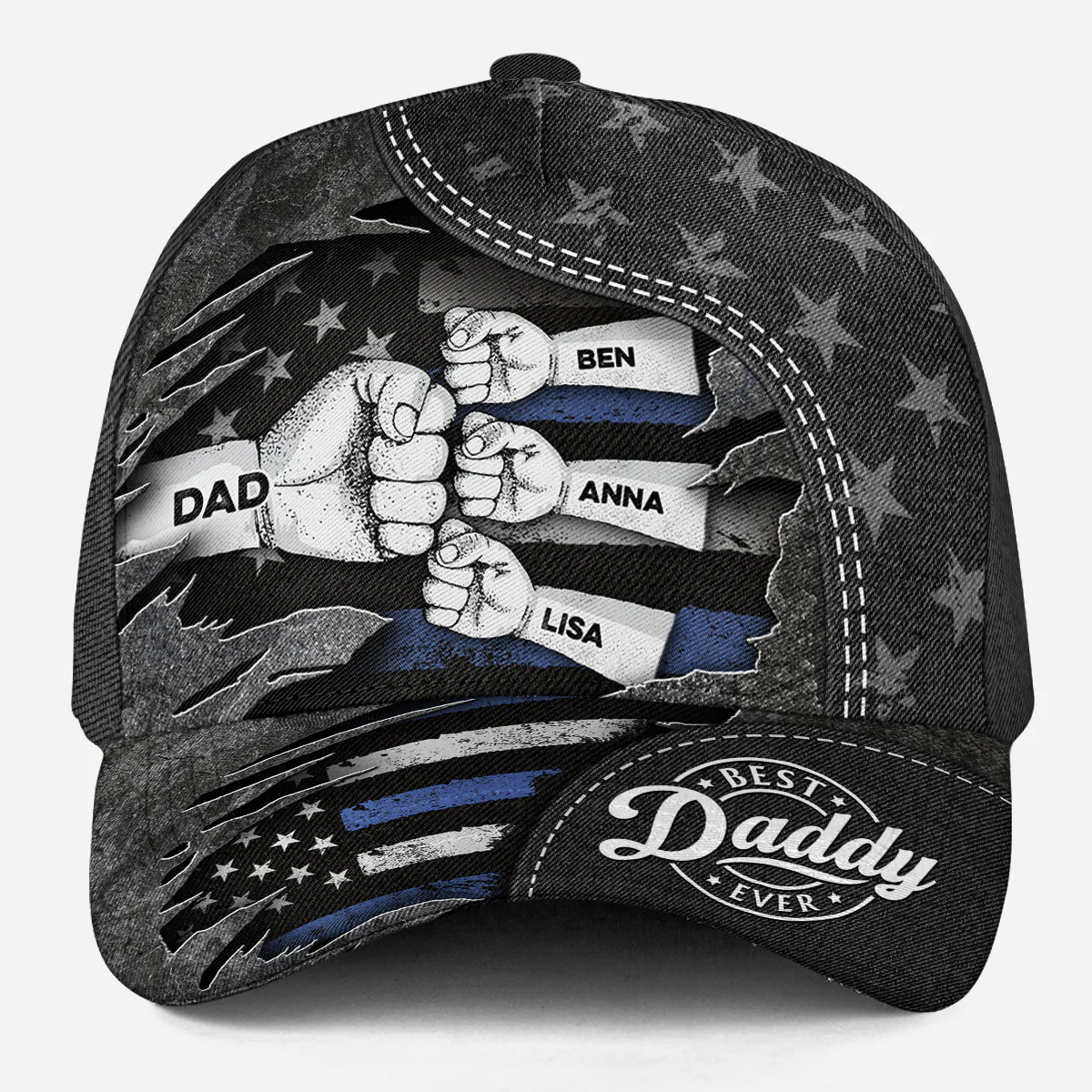 Brave Dad Bigger Heart - Personalized Custom Classic Cap - Image 2