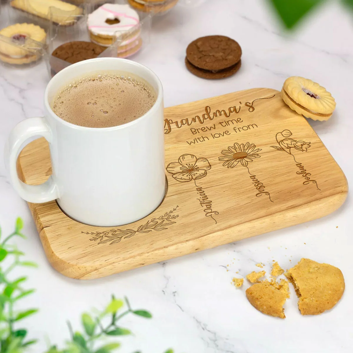 Brew Time With Love - Personalized Custom Wooden Treat Board - Image 3
