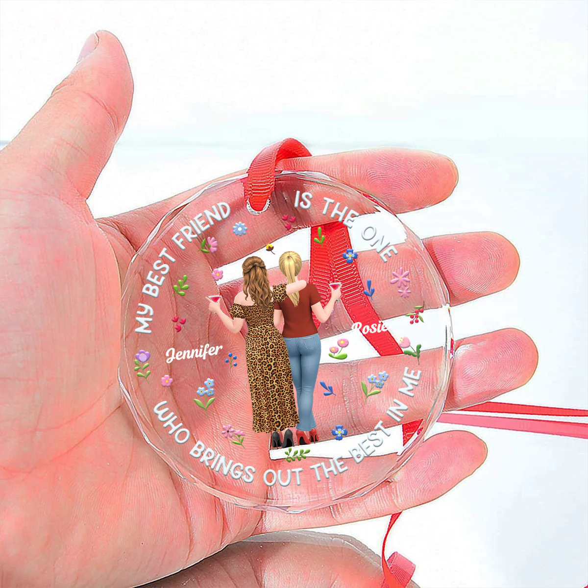 Bring The Best Out - Personalized Custom 3D Effect Glass Ornament - Image 5