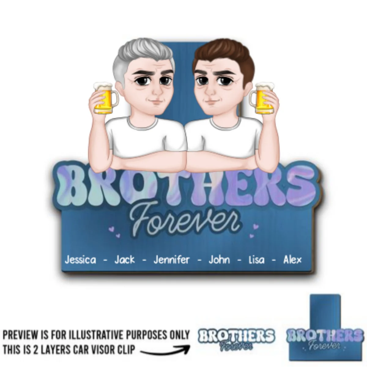 Brother And Sister Forever - Personalized Custom Car Visor Clip - Image 4