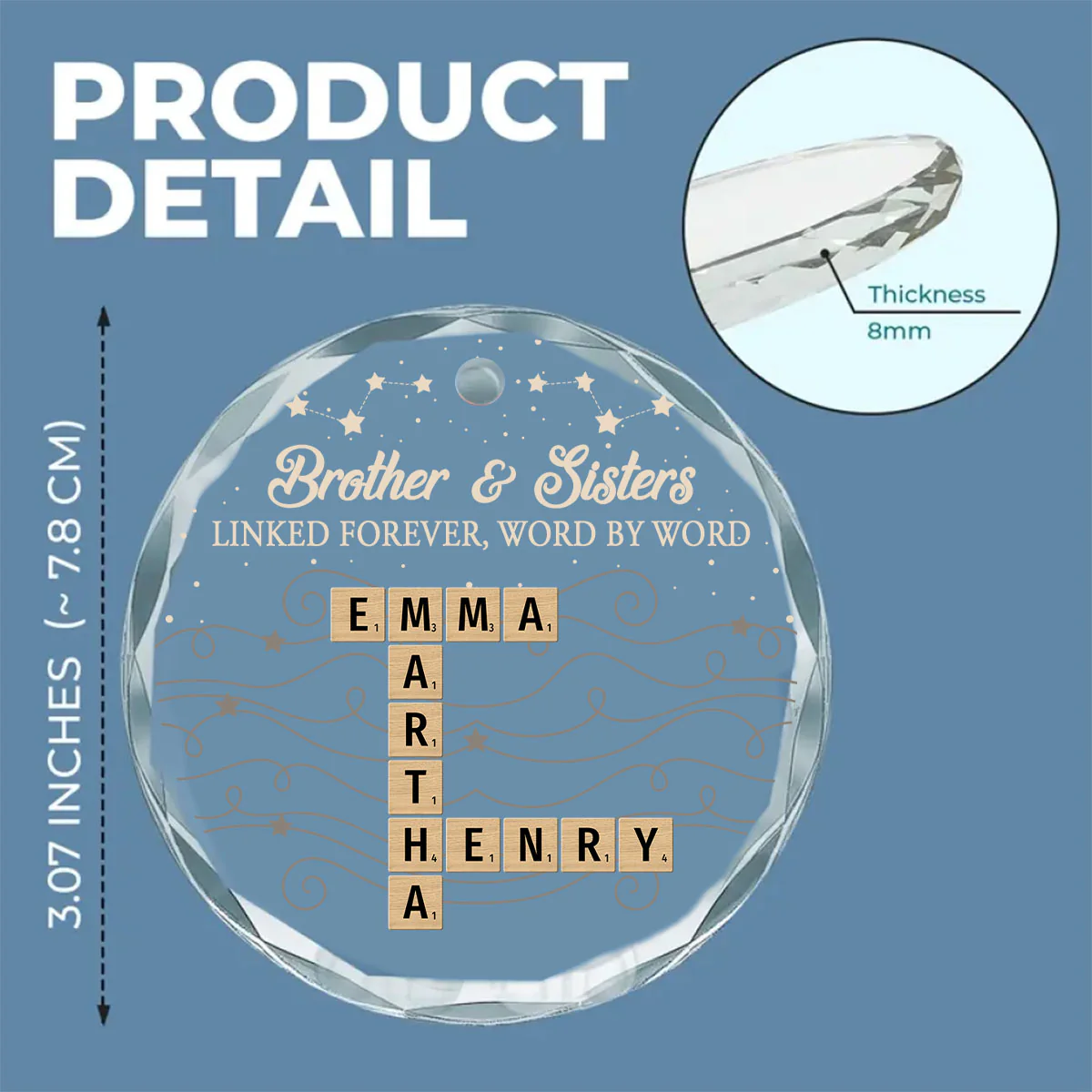 Brother And Sister Linked Forever Always - Personalized Custom Glass Ornament - Image 5