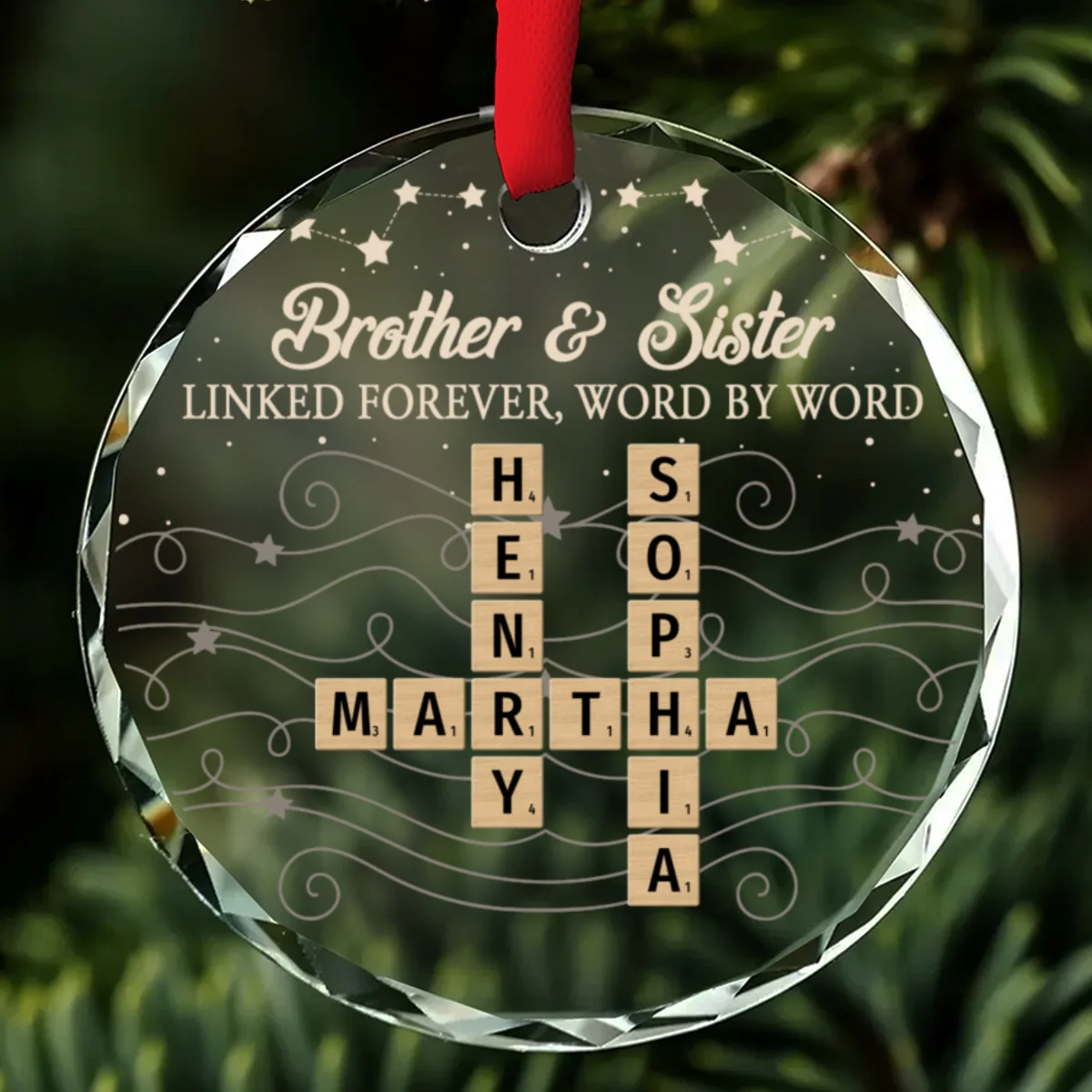 Brother And Sister Linked Forever Always - Personalized Custom Glass Ornament - Image 6