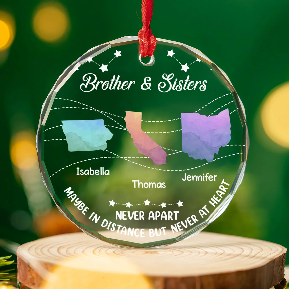 Brother And Sisters Never Apart - Personalized Custom Glass Ornament - Image 2