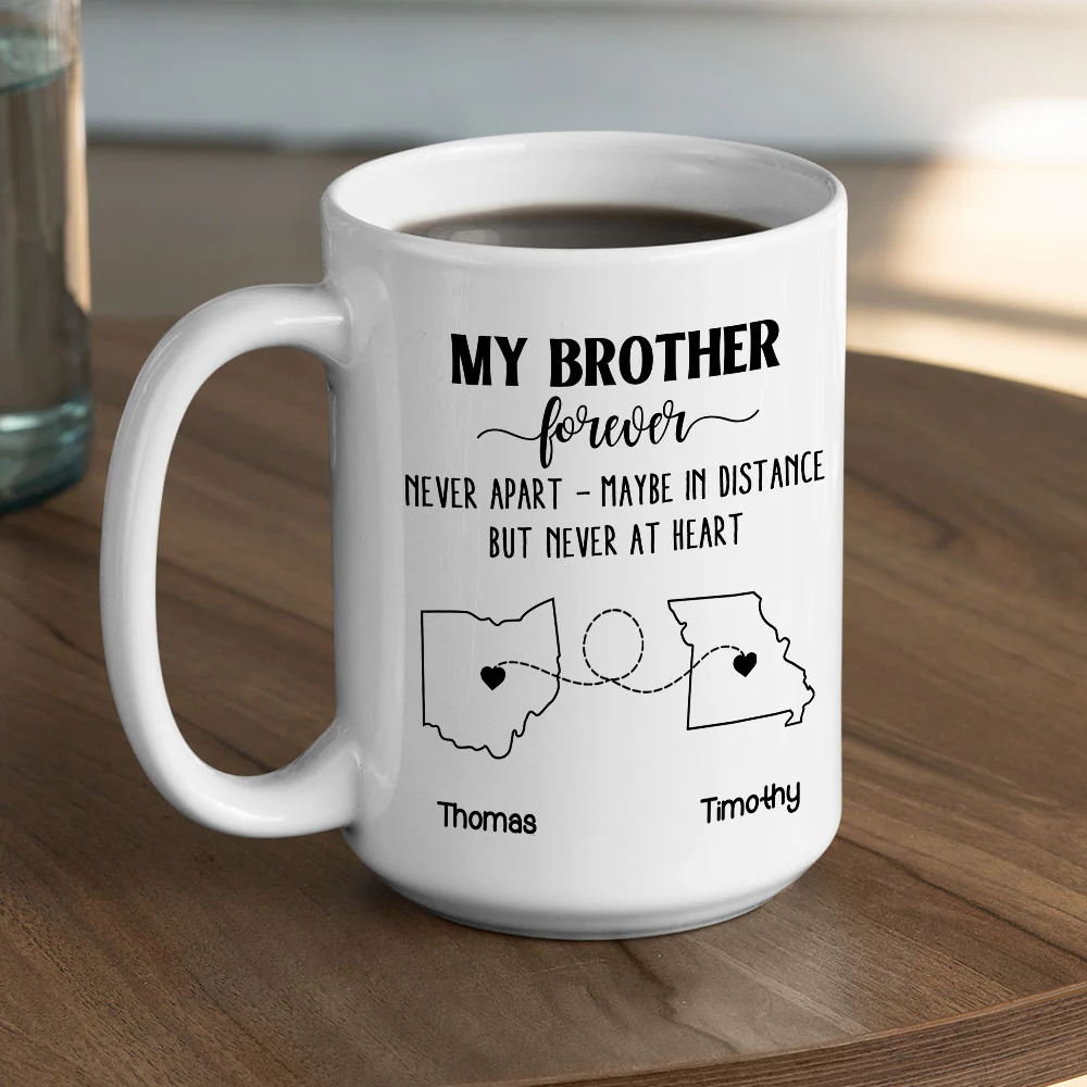 Brother Never Apart - Personalized Custom Coffee Mug - Image 4