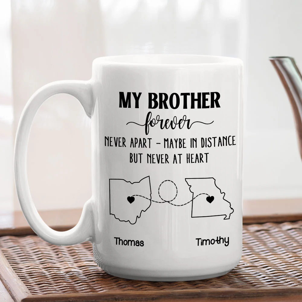 Brother Never Apart - Personalized Custom Coffee Mug - Image 5