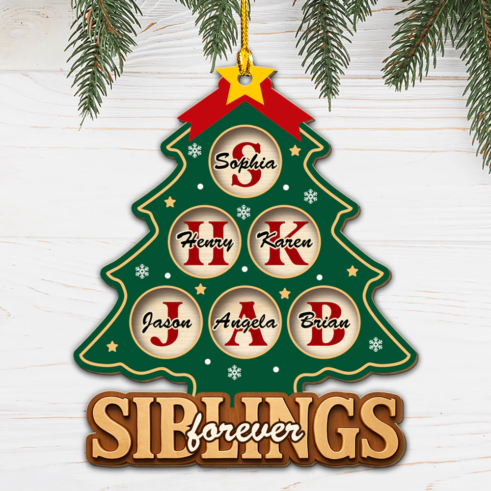 Brothers And Sisters Forever - Personalized Custom Wood Ornament - Image 5