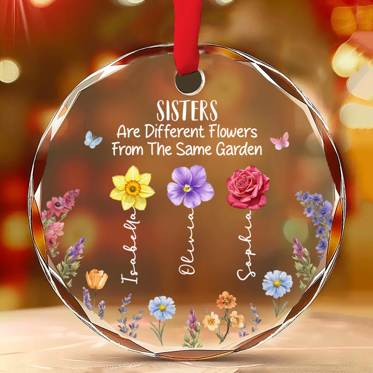 Brothers And Sisters Grow Love - Personalized Custom Glass Ornament - Image 2