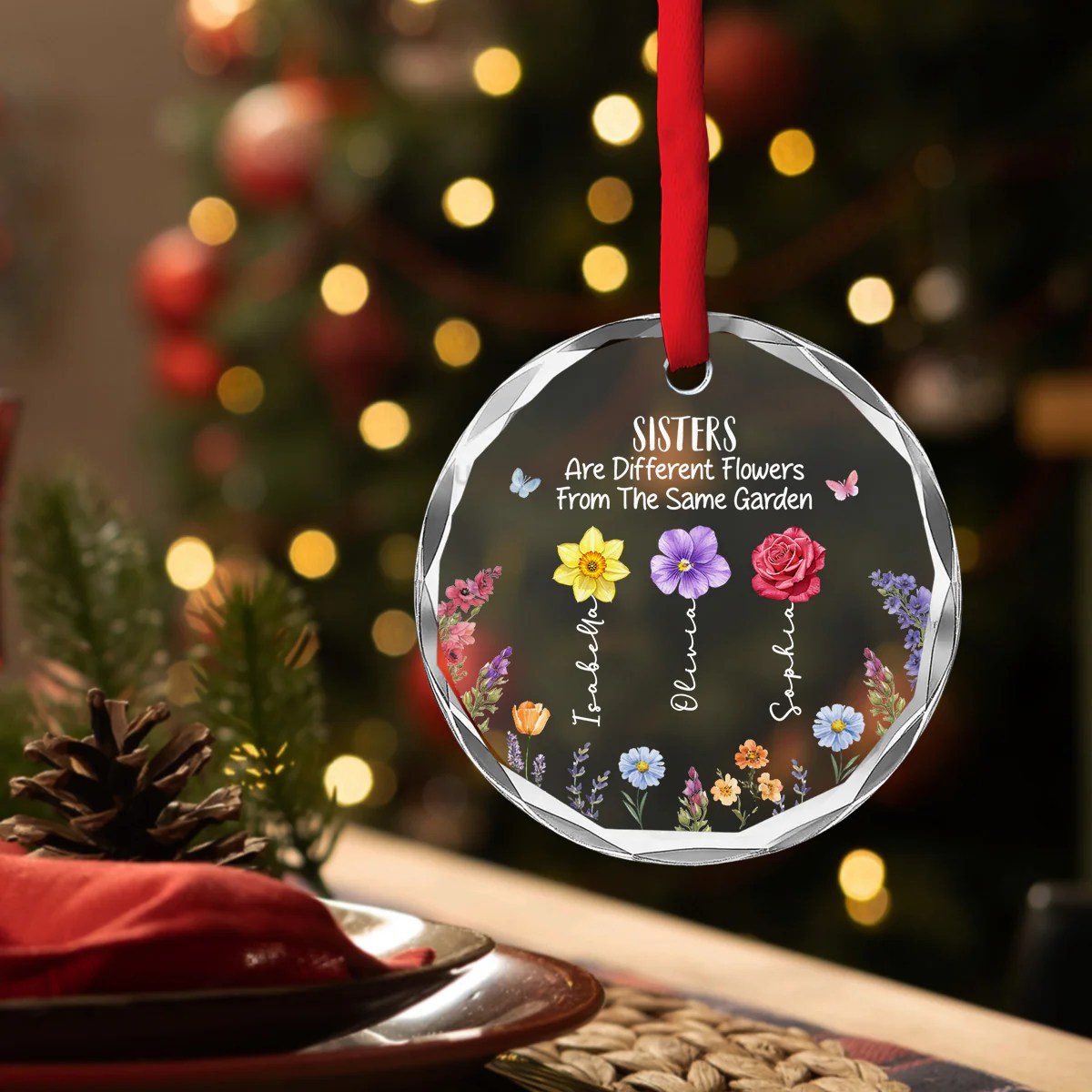 Brothers And Sisters Grow Love - Personalized Custom Glass Ornament - Image 3