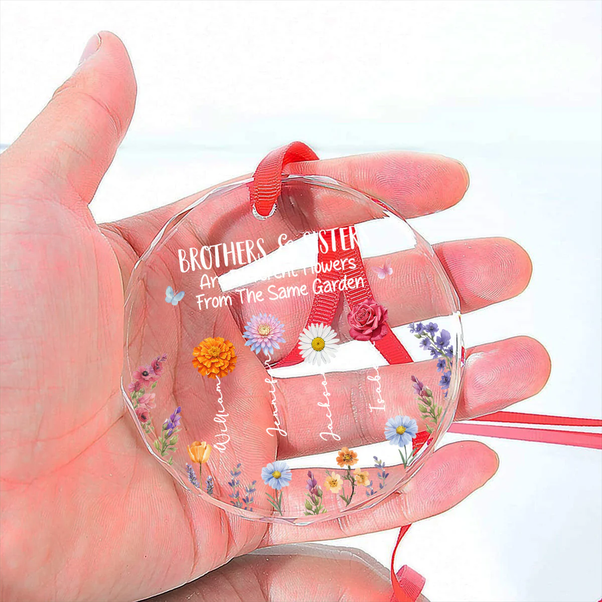 Brothers And Sisters Grow Love - Personalized Custom Glass Ornament - Image 4