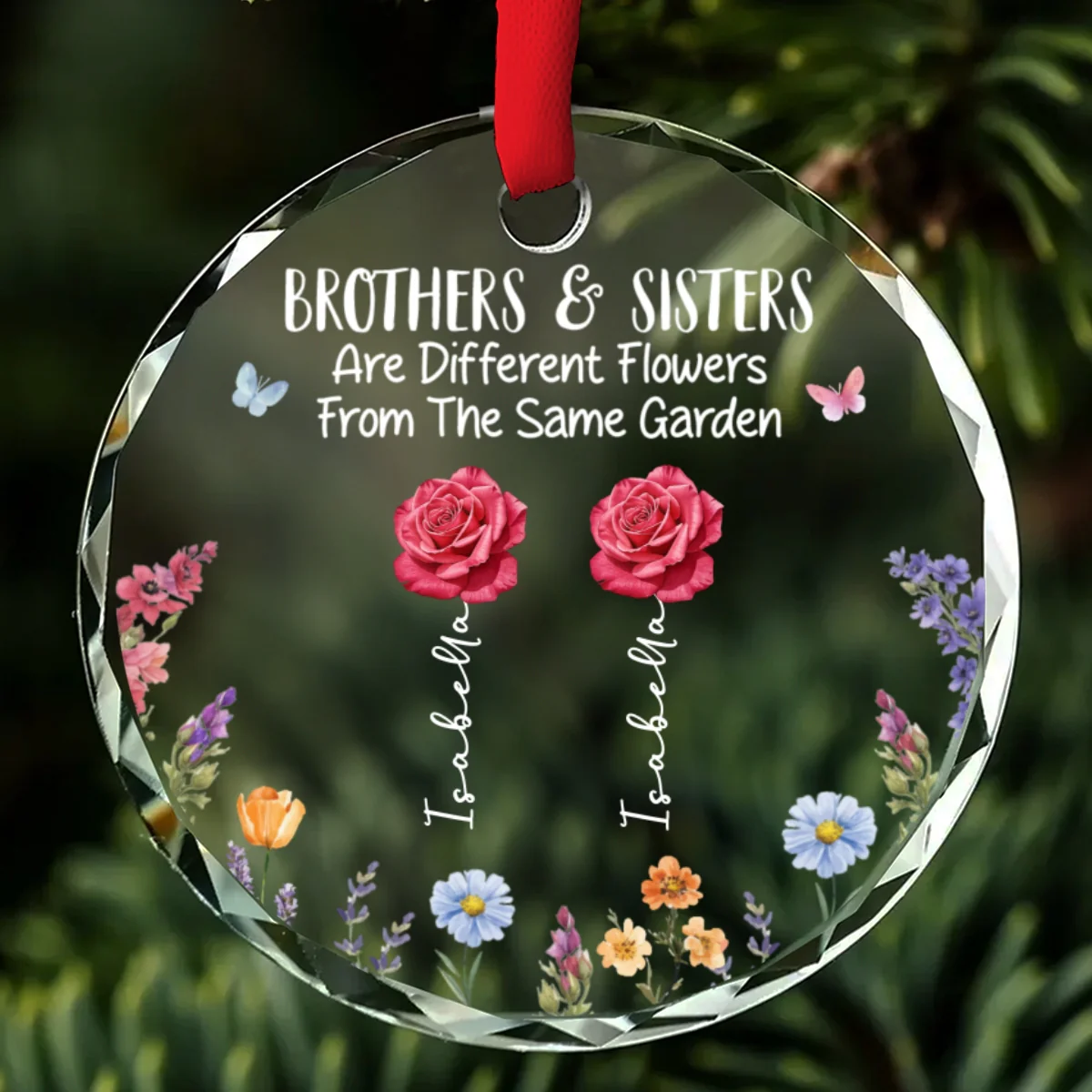 Brothers And Sisters Grow Love - Personalized Custom Glass Ornament - Image 6