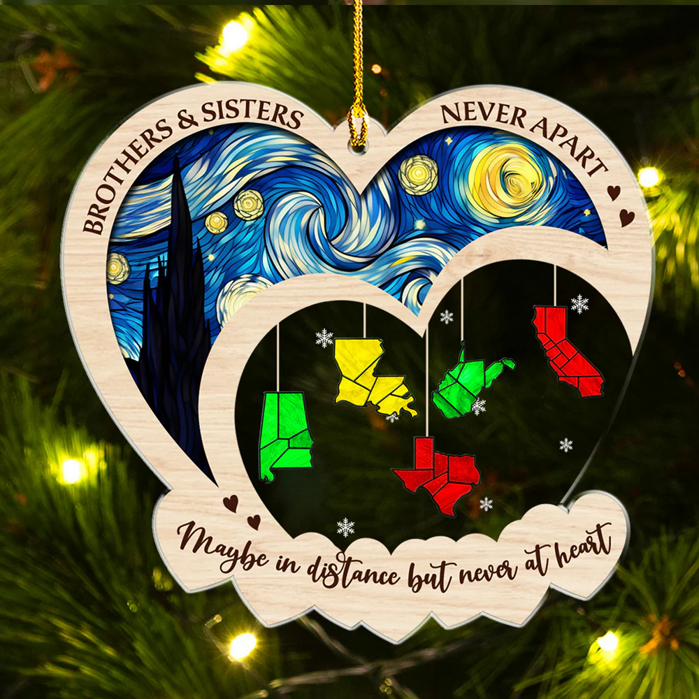 Brothers And Sisters Have Love At Heart - Personalized Custom Acrylic Ornament - Image 4