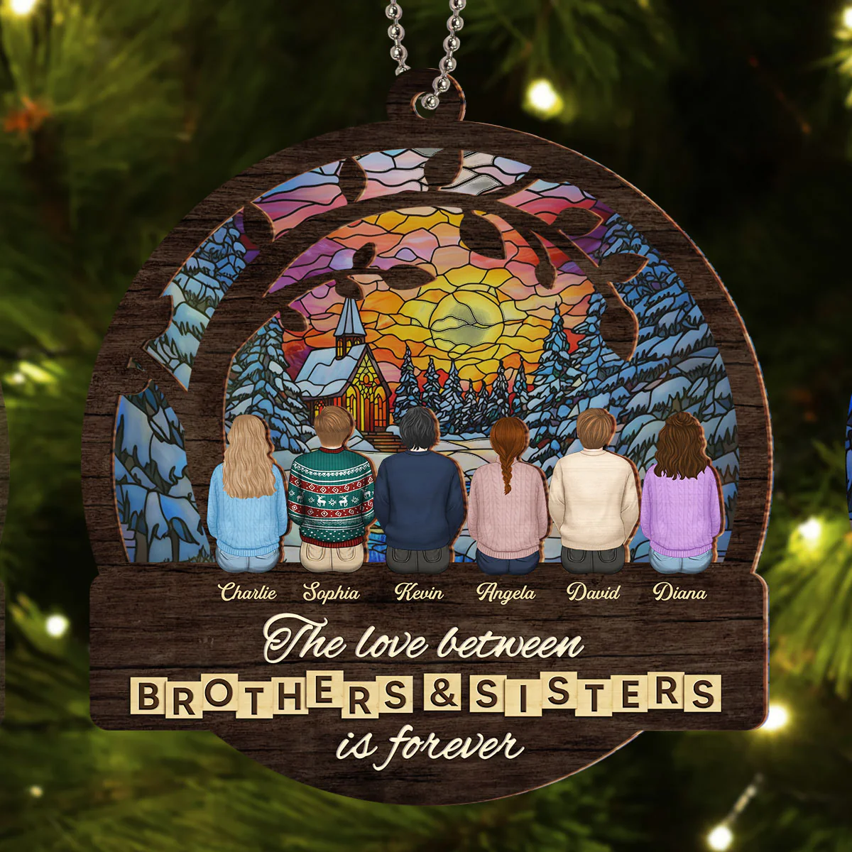 Brothers And Sisters Is Forever - Personalized Custom Suncatcher Ornament - Image 4