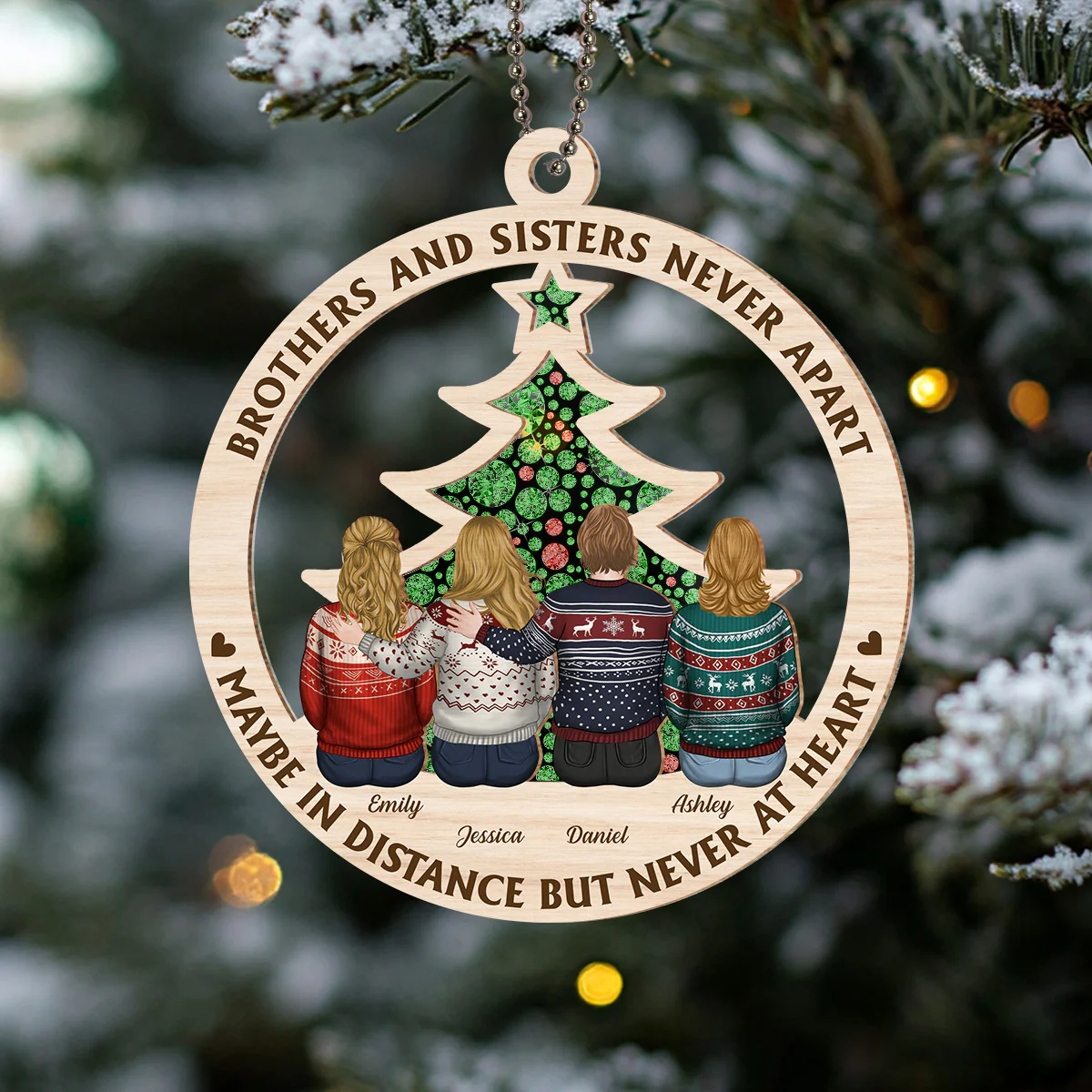 Brothers And Sisters Never Apart - Personalized Custom Suncatcher Ornament - Image 3