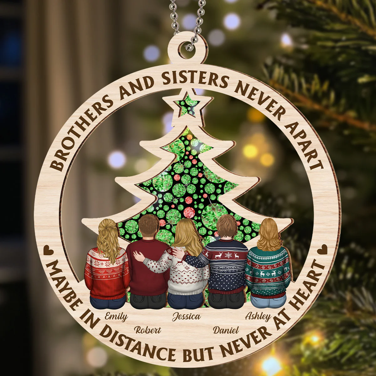 Brothers And Sisters Never Apart - Personalized Custom Suncatcher Ornament - Image 4