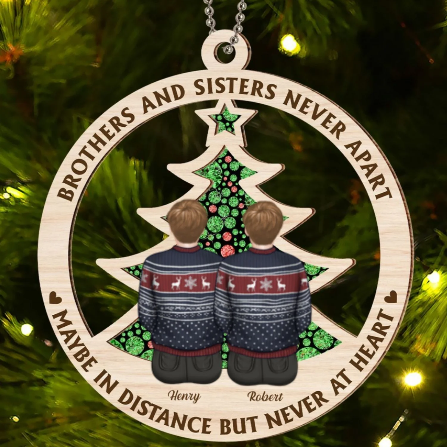 Brothers And Sisters Never Apart - Personalized Custom Suncatcher Ornament - Image 6