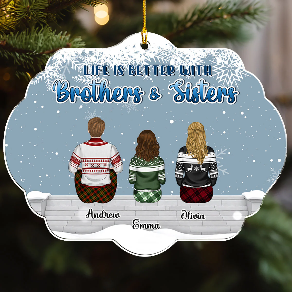 Brothers And Sisters The Love That Never End - Personalized Custom Acrylic Ornament - Image 4