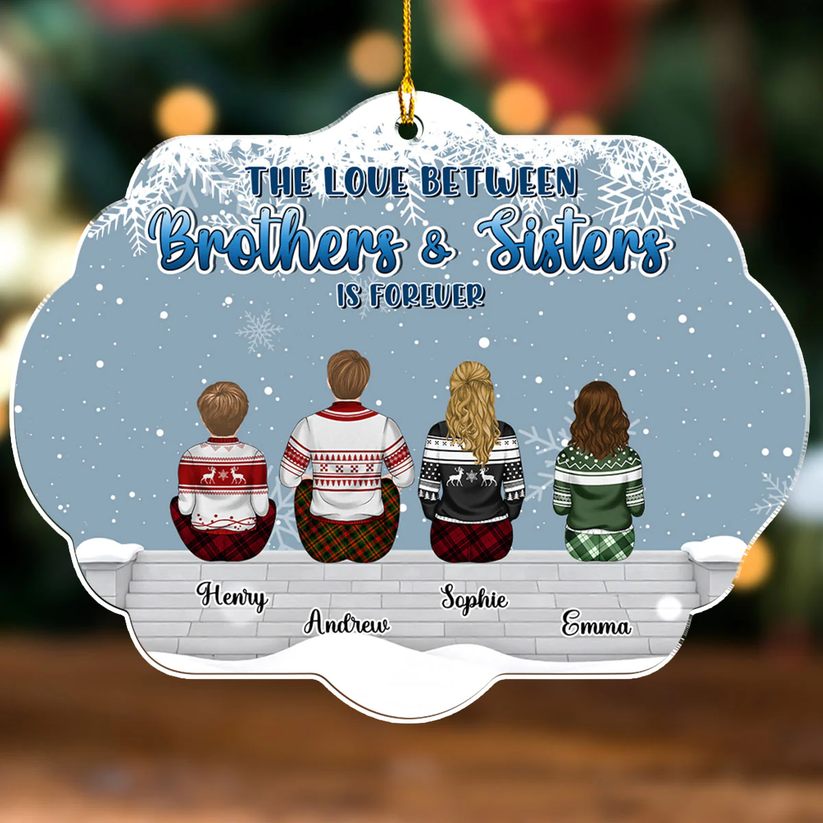 Brothers And Sisters The Love That Never End - Personalized Custom Acrylic Ornament - Image 5