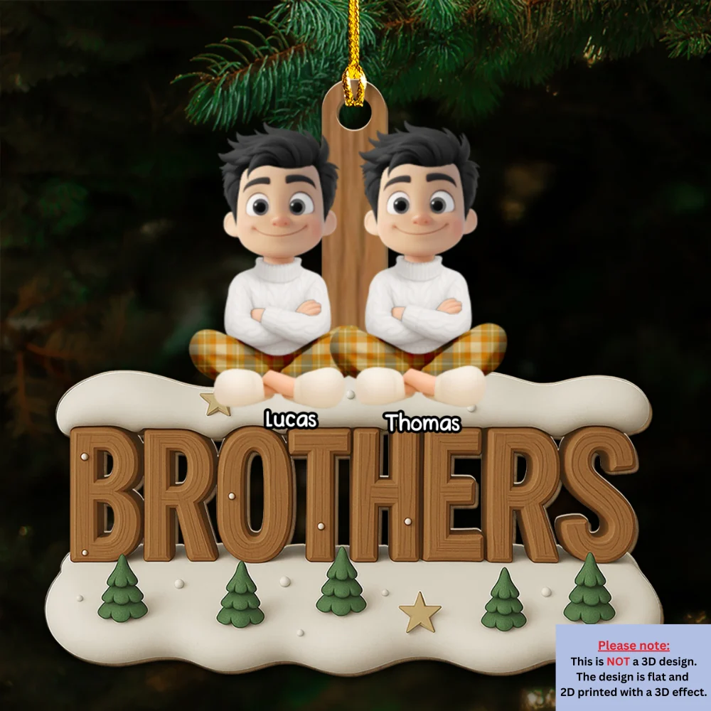 Brothers Now Onwards - Personalized Custom 3D Effect Wood Ornament - Image 5