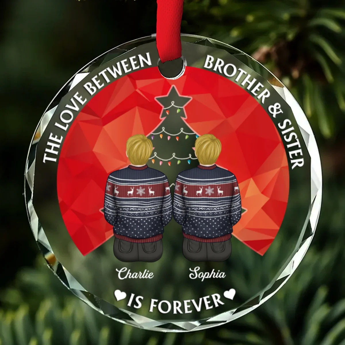 Brothers & Sisters Forever - Personalized Custom Glass Ornament - Image 6
