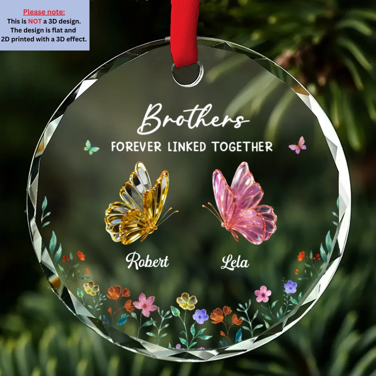 Brothers Sisters Love - Personalized Custom Glass Ornament - Image 7