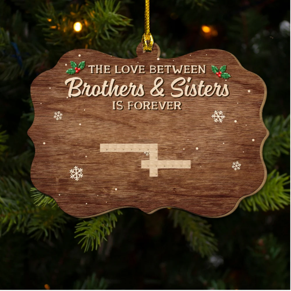 Brothers Sisters - Personalized Custom 2-Layered Wood Ornament - Image 4