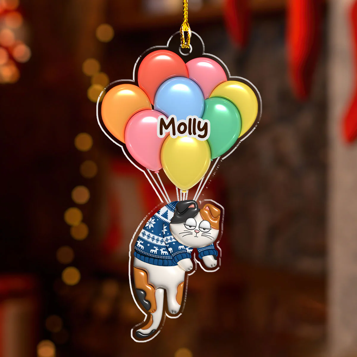 Bubble Hanging Cat - Personalized Custom 3D Inflated Effect Acrylic Ornament - Image 4