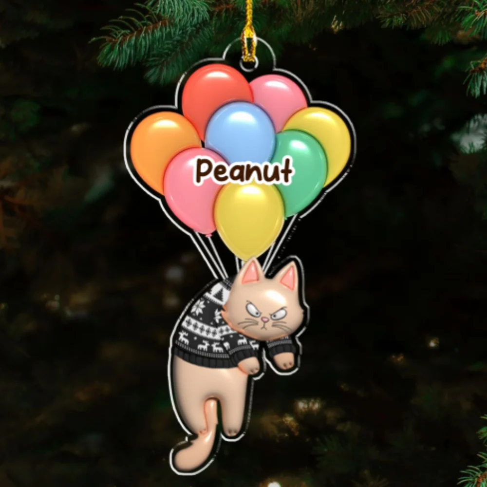 Bubble Hanging Cat - Personalized Custom 3D Inflated Effect Acrylic Ornament - Image 5