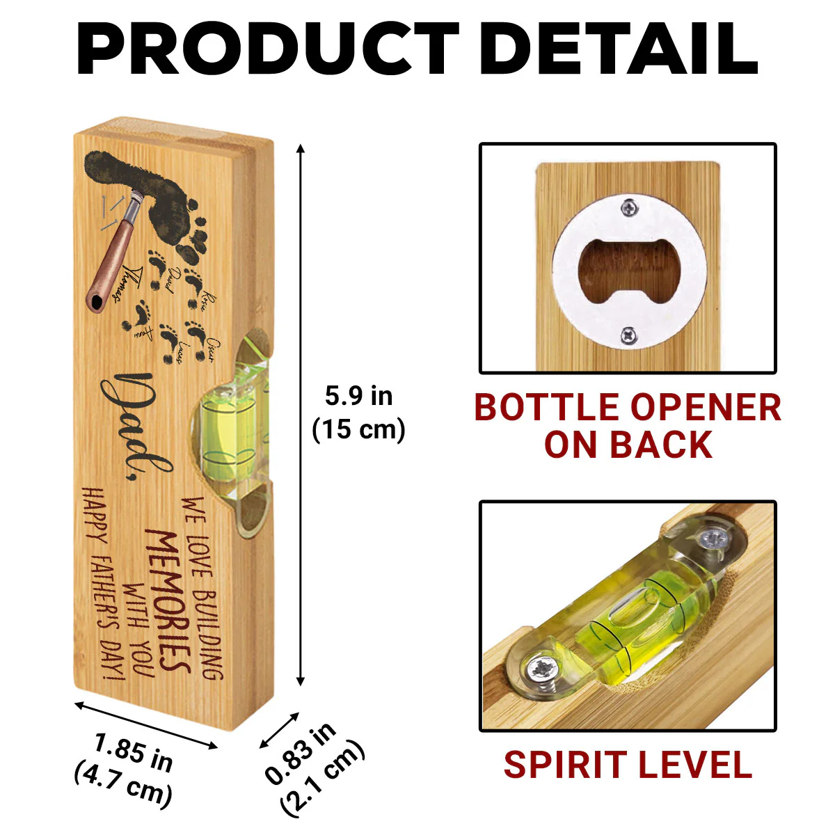 Building Memories With You - Personalized Custom Wooden Spirit Level Bottle Opener - Image 5
