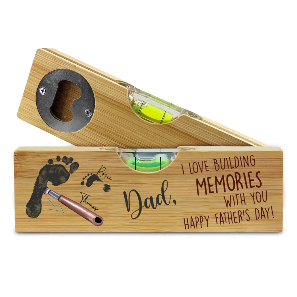 Building Memories With You - Personalized Custom Wooden Spirit Level Bottle Opener - Image 6