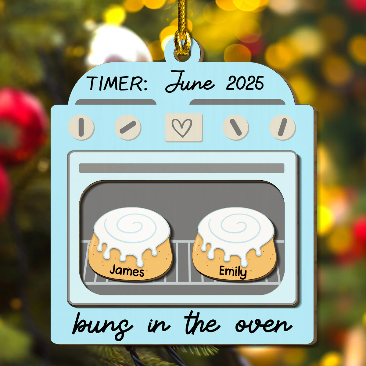 Bun In The Oven - Personalized Custom Freeshape 2-Layered Wood Ornament - Image 2