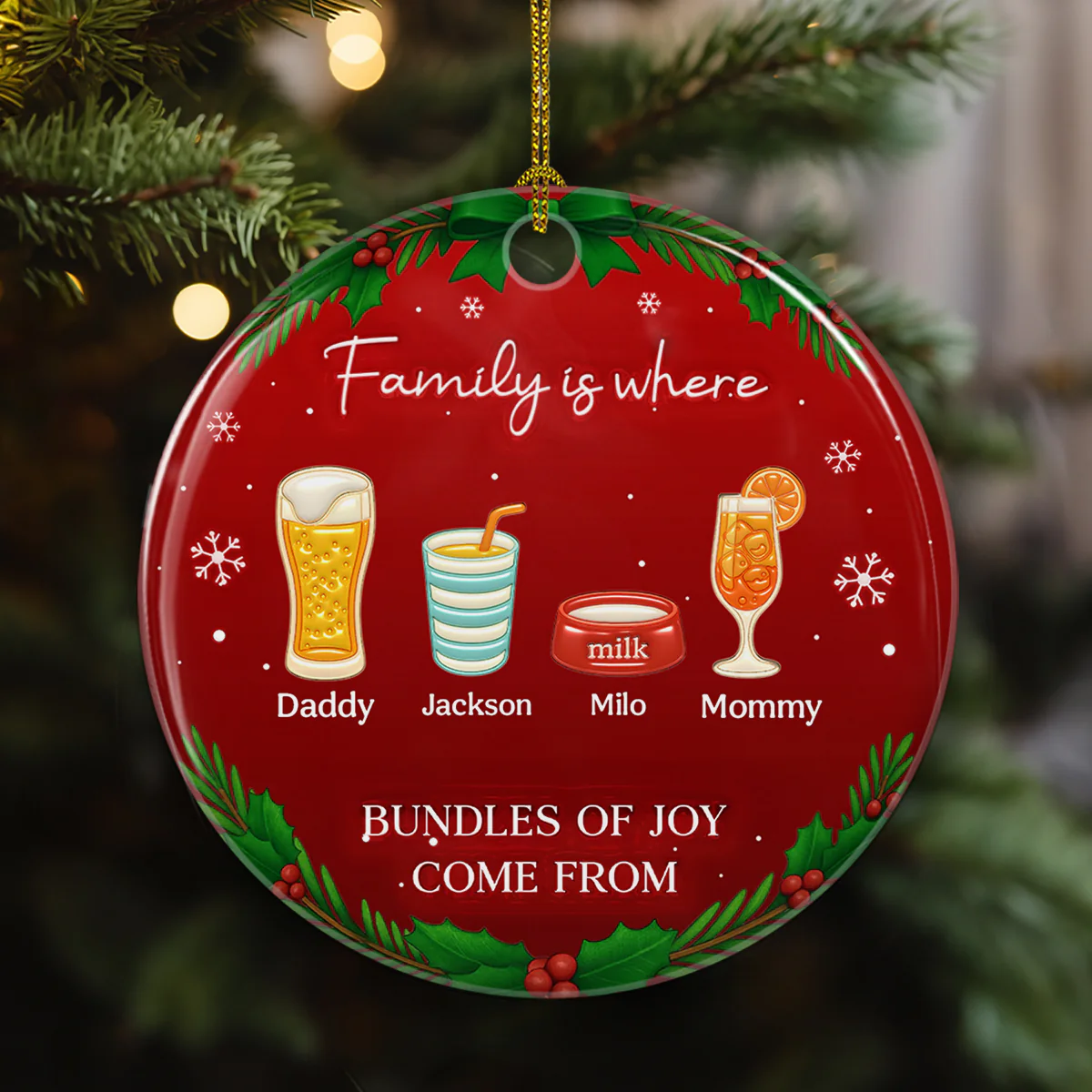Bundles Of Joy - Personalized Custom 3D Inflated Effect Ceramic Ornament - Image 2