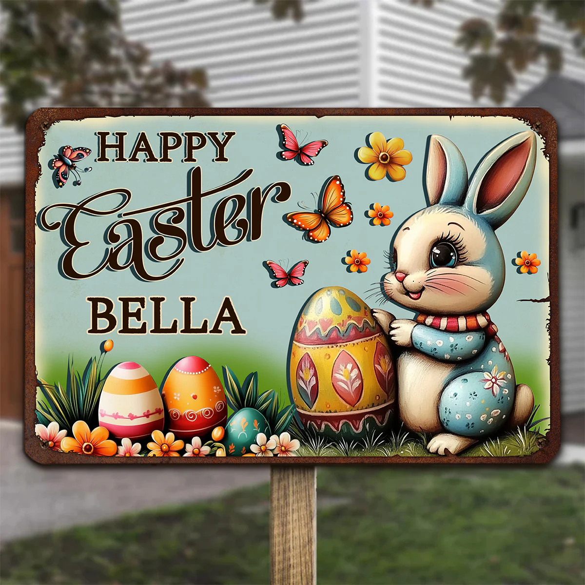 Bunny Festival Fun - Personalized Custom 3D Inflated Effect Metal Sign - Image 2