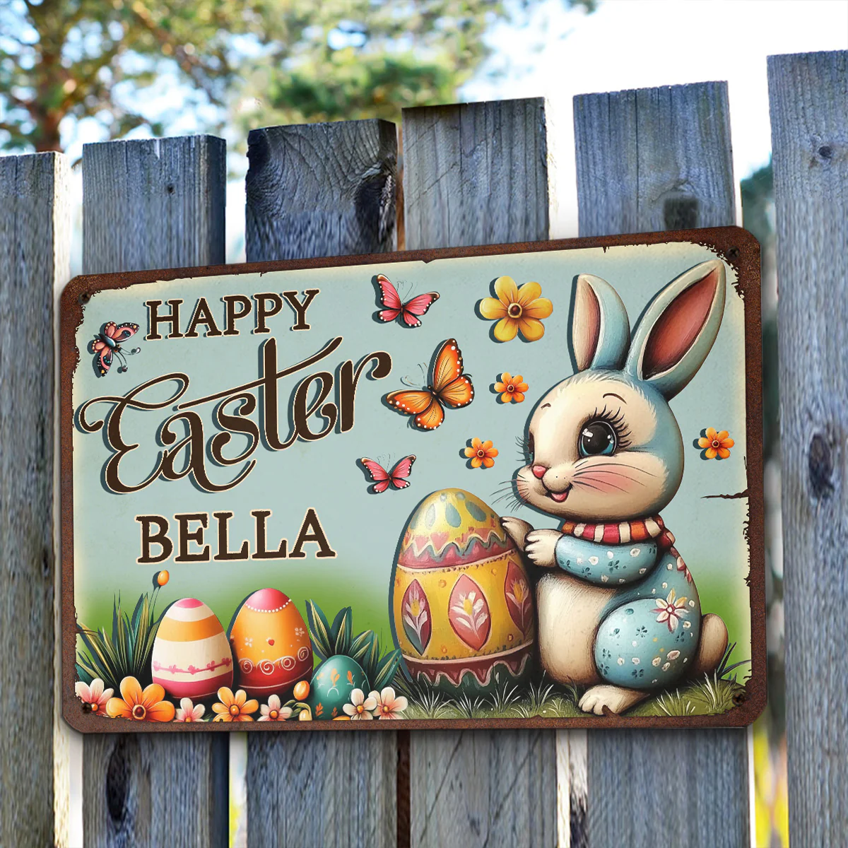 Bunny Festival Fun - Personalized Custom 3D Inflated Effect Metal Sign - Image 3