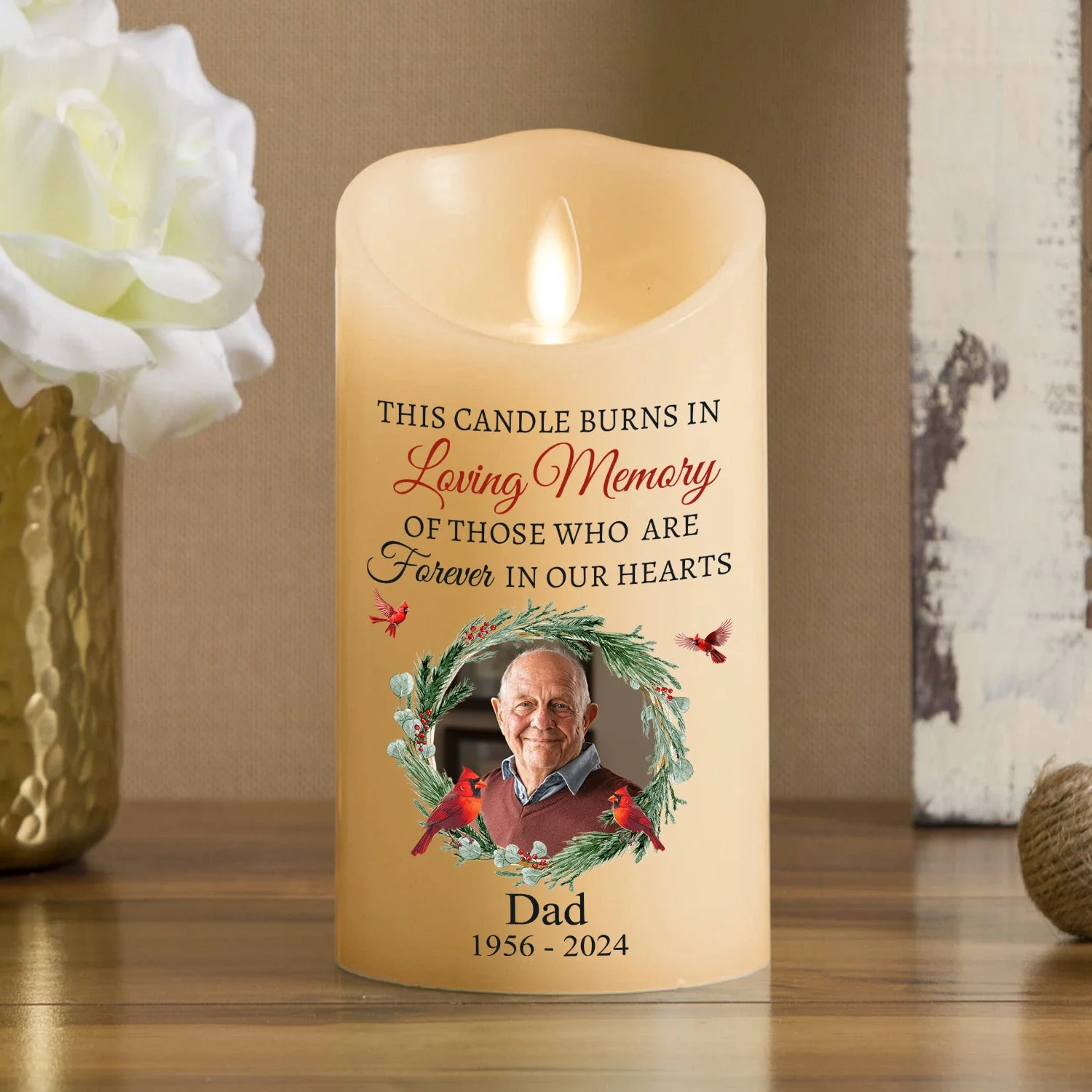Burns In Loving Memory - Personalized Custom LED Candle - Image 4